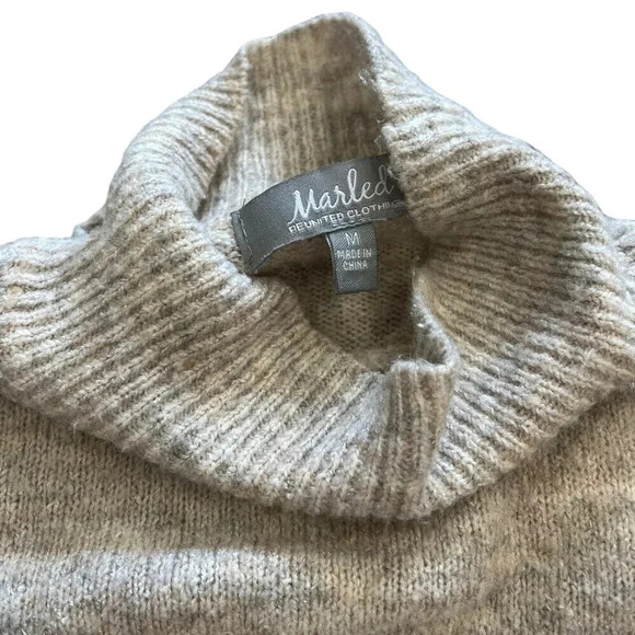 Marled Reunited Clothing Beige Turtleneck Sweater M - Picture 3 of 4